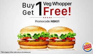 Burger King- Buy 1 Veg or Chicken Whopper & Get Another Absolutely Free