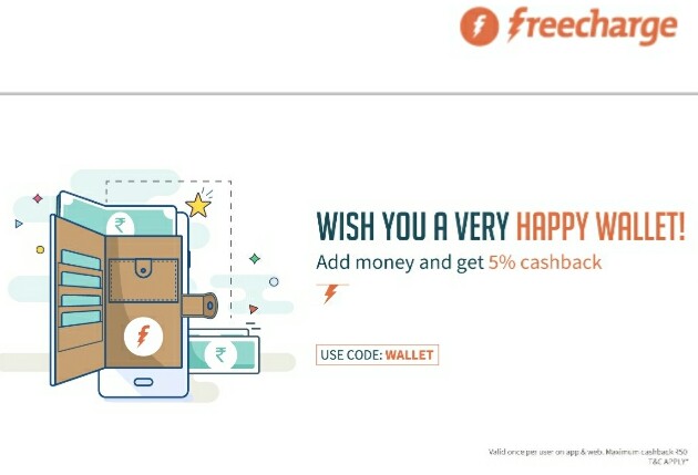 [Wallet]Get 5% CashBack On Adding Money To FreeCharge Wallet