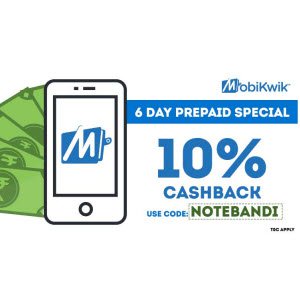 6-Day Prepaid Special MobiKwik - Get 10% Cashback Prepaid Recharges