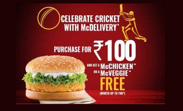 Free McChicken/McVeggie Burger On Bill Of Rs100+ McDelivery Offer