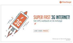 Get 10% CashBack On 3G Recharge - FreeCharge 3G Recharge Offer (Airtel Also)