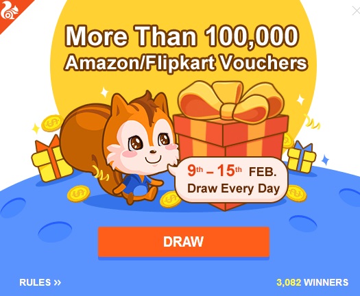 UC Browser Super Day Loot Win 1 Lakh Amazon & Flipkart Voucher Maximum