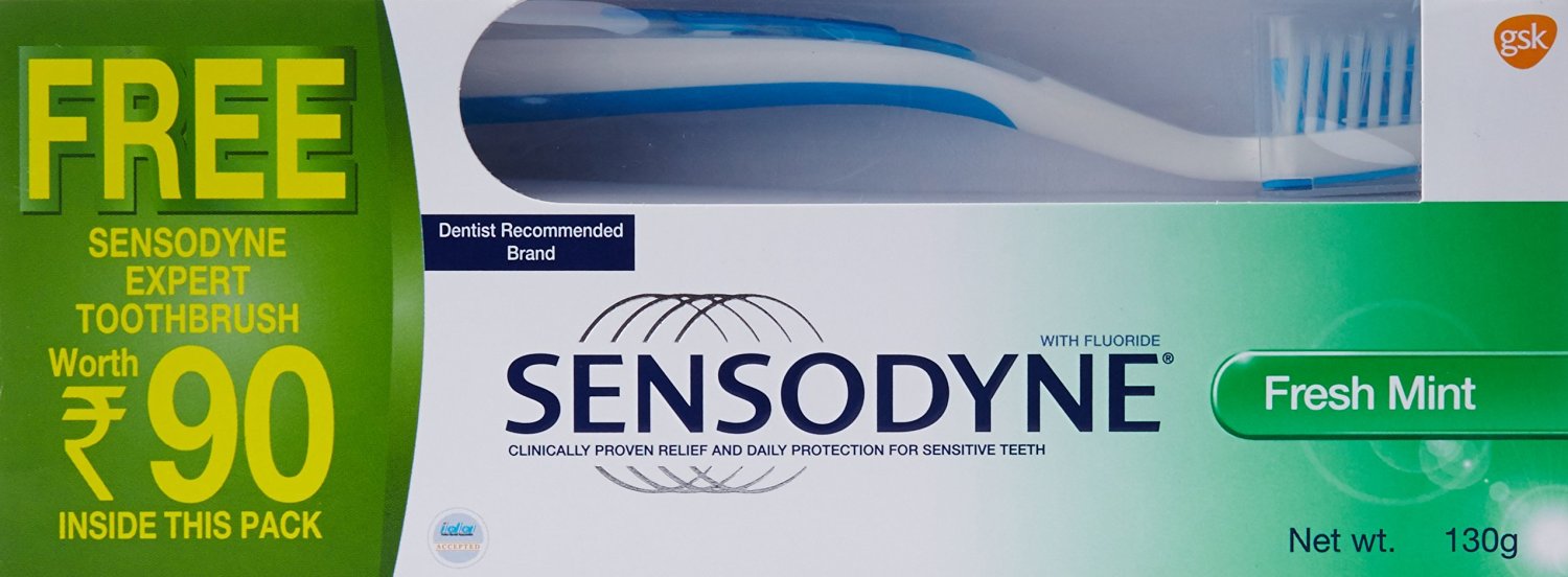 Sensodyne Sensitive Toothpaste Fresh Mint 130g+Free Toothbrush At Rs 105 Only - Amazon