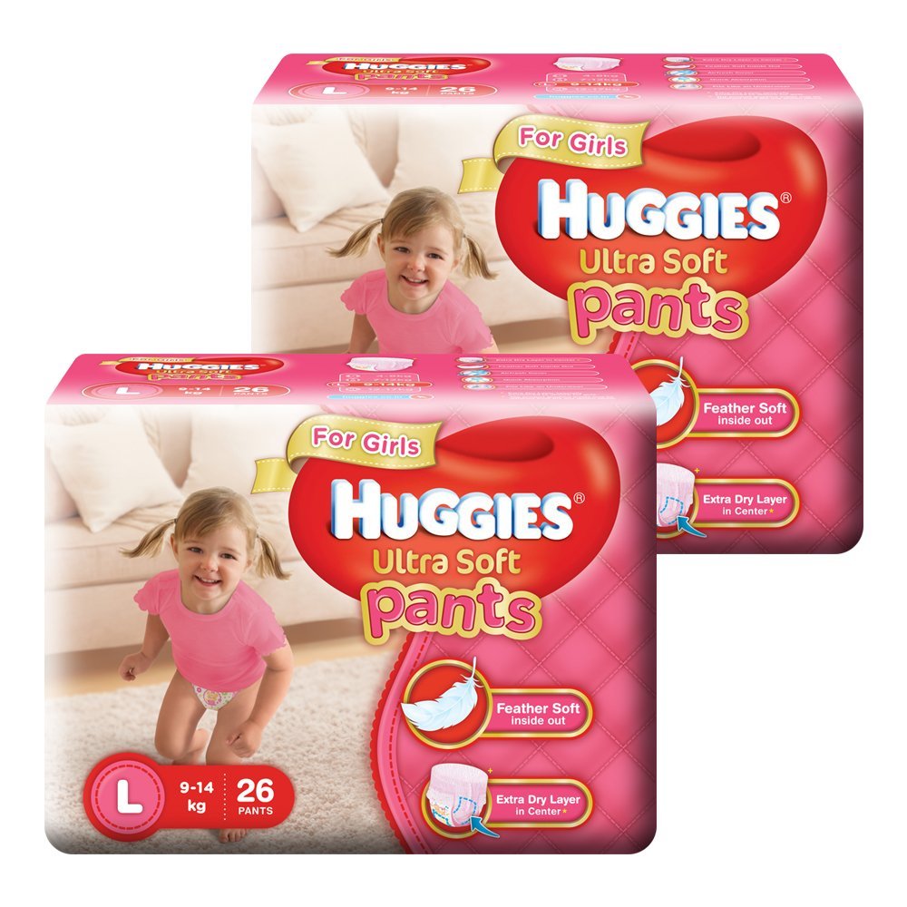 Huggies Ultra Soft Pants Large Size Premium Diapers for Girls At Rs 599 - Amazon