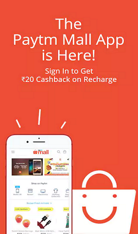 PaytmMall App - Get Rs 20 Cashback On Rs 50 Recharge