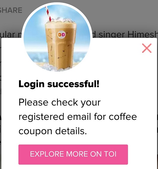 The Times Of India - Get Free Dunkin' Shaken Iced Coffee Voucher