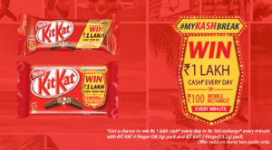KitKat MyKashBreak Offer - Win Rs 1 Lakh or Rs 100 Mobile Recharge