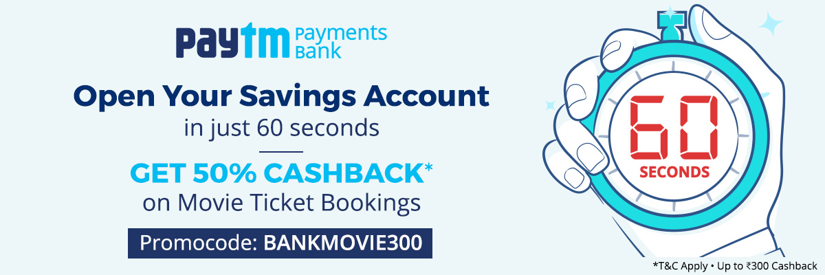 Paytm open savings account BANKMOVIE300 offer