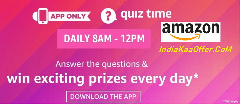 18 June 2020 Amazon Quiz Answers Today Win Rs 50000